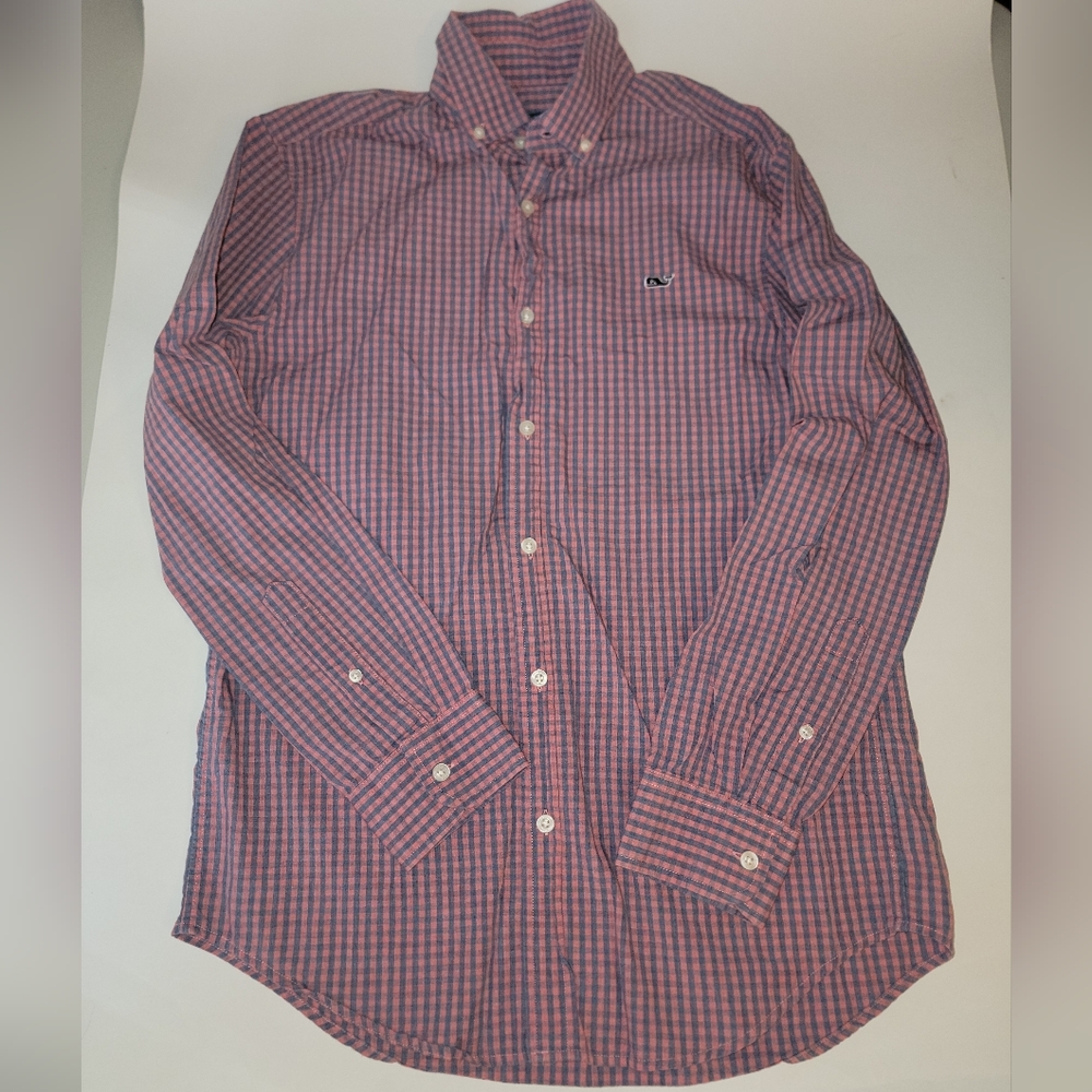 Mens Vineyard Vines Whale Shirt Size S Pink/Blue